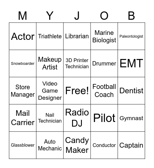 Career Bingo Card