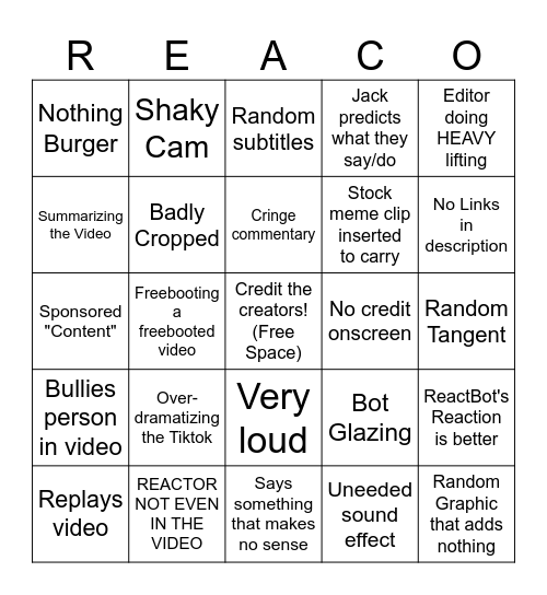 JJJacksfilms Bingo!!!! Bingo Card