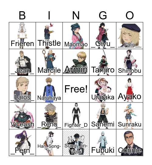 Sin City Anime 2024 Bingo Card