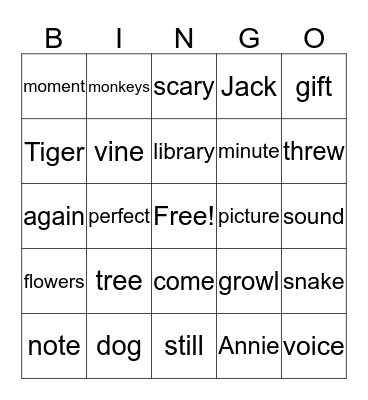 Tigers at Twilight Bingo Card