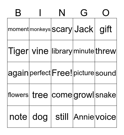Tigers at Twilight Bingo Card