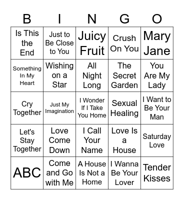 70s & 80s R & B Bingo Card