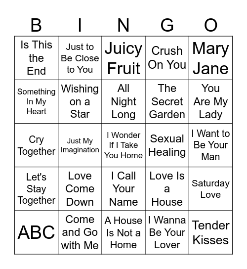 70s & 80s R & B Bingo Card