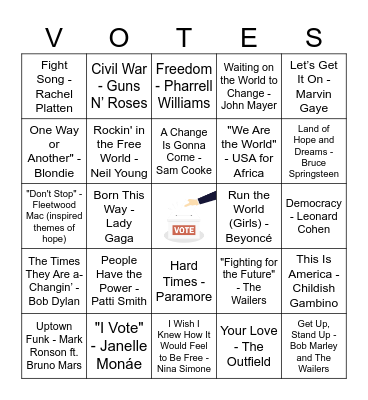 SONGS ABOUT Bingo Card