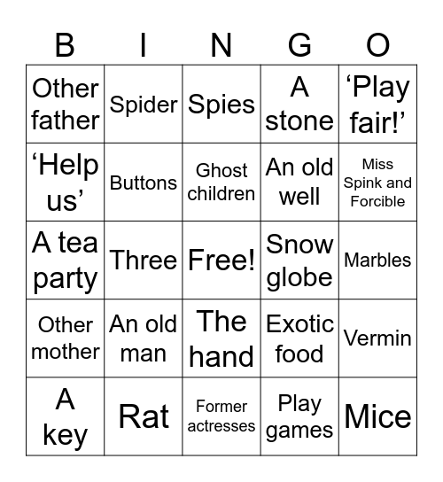 Coraline Bingo Card