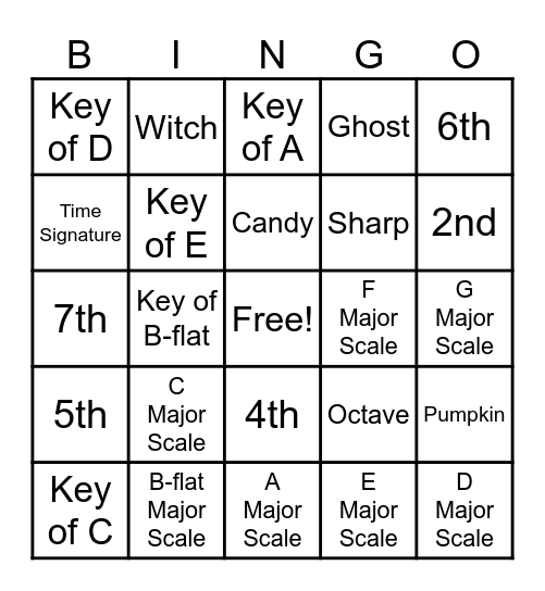 Halloween Music Theory Bingo Card