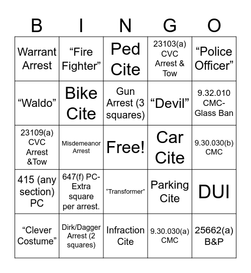 Halloween Bingo Card