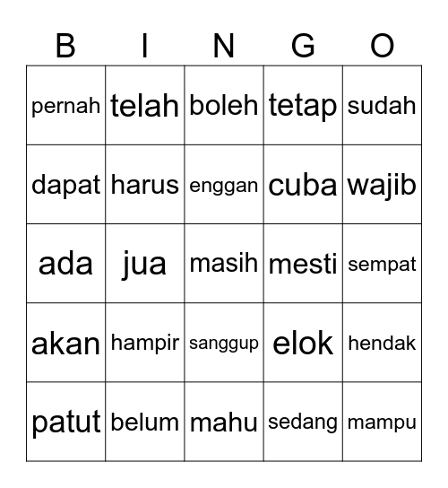 KATA BANTU Bingo Card