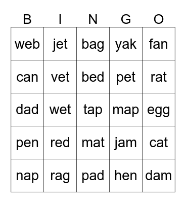 Oxford Phonics 2 Units 1-3 Vocab Review Bingo Card