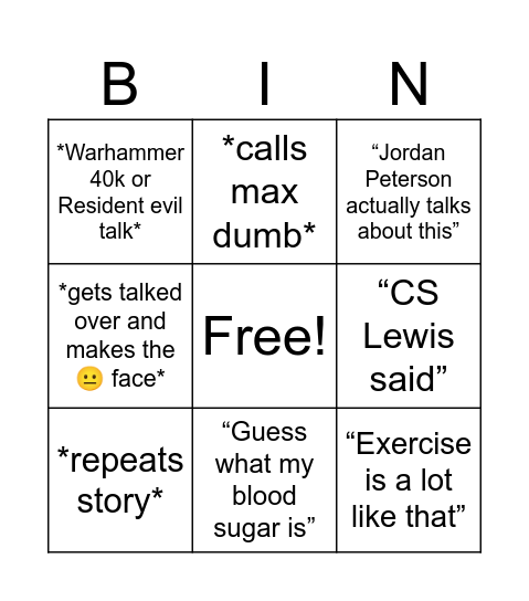 Cecil Bingo Card