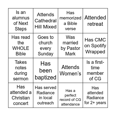 CG Bingo Card