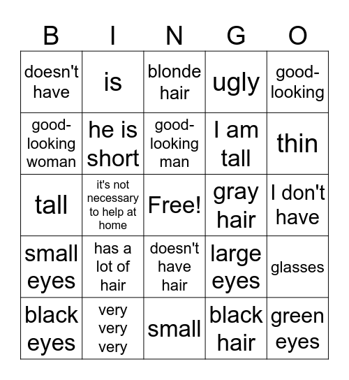 Descripciones Bingo Card