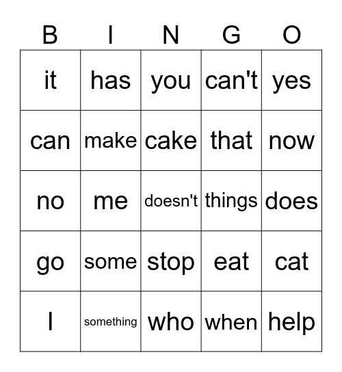 Class 5 Bingo Card