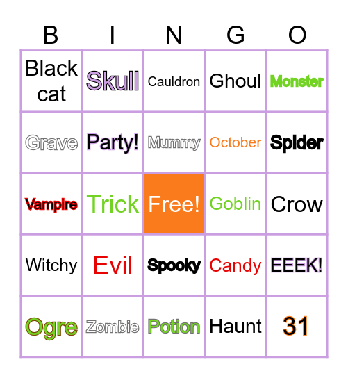 Halloween Party Bingoooo Bingo Card