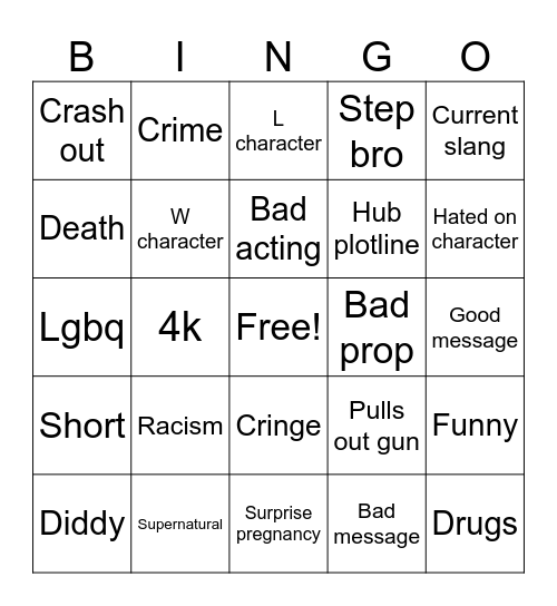 Tt Bingo Card