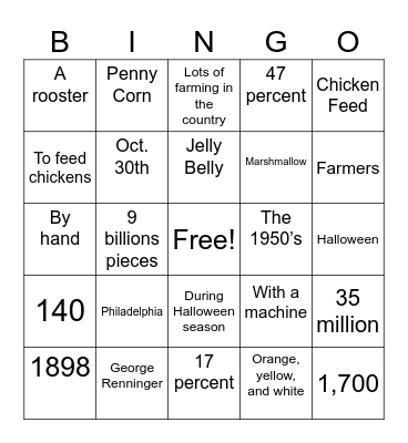 Candy Corn Bingo Card