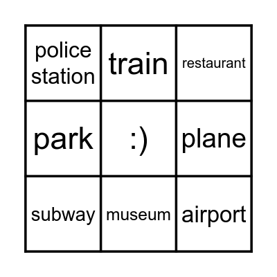 Means of transport and Places in the city Bingo Card