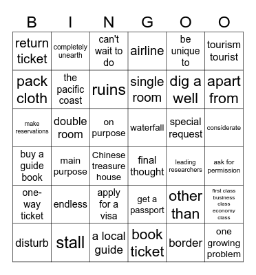 unit 2课本 Bingo Card