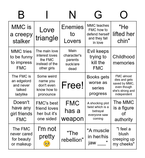 Every YA Fantasy Bingo Card