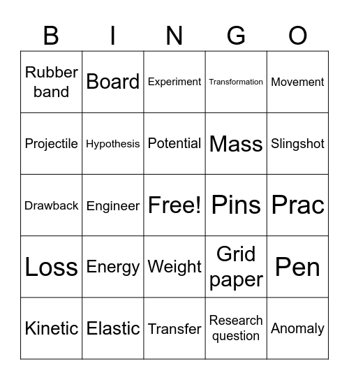 Energy Bingo Card