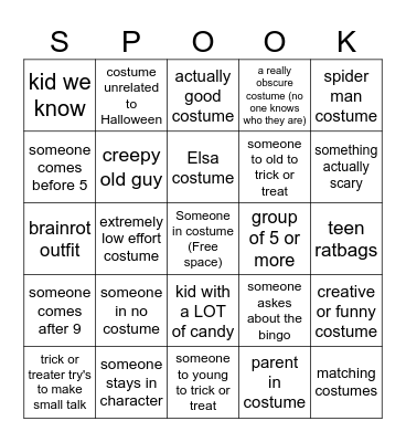 Halloween Bingo Card