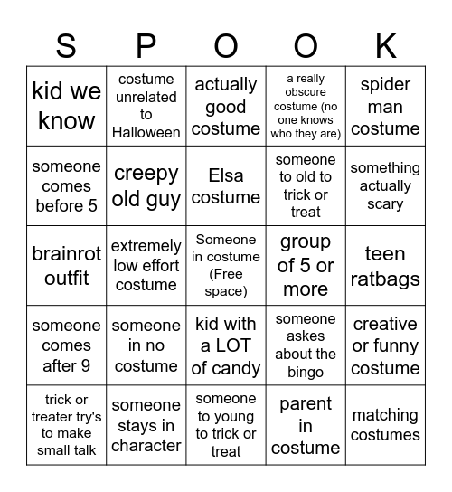 Halloween Bingo Card