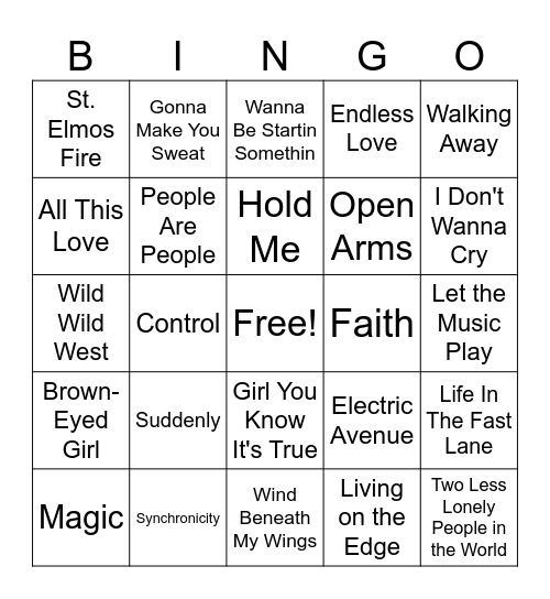Name That Tune #3 Bingo Card