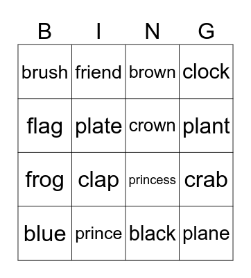 L & R Bingo Card
