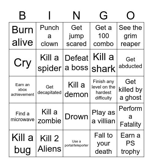 Halloween Bongo Bingo Card