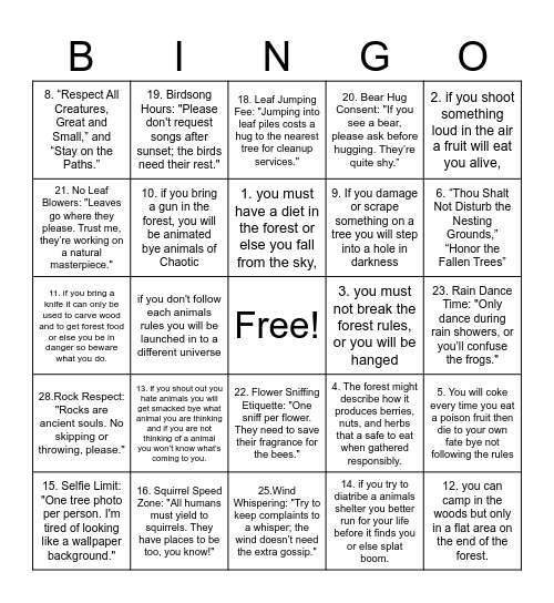 Hermit crab homework Bingo Card