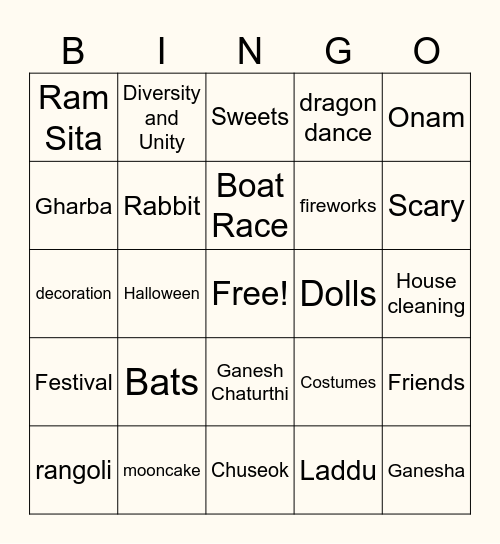 Harmony Autumn BINGO Card