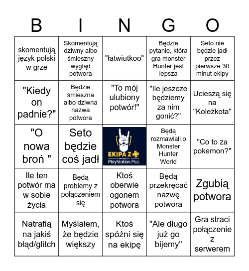 EKIPA Z + Monster Hunter Wilds Beta Bingo Card