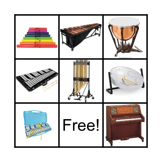 Pitched Percussion BINGO Card