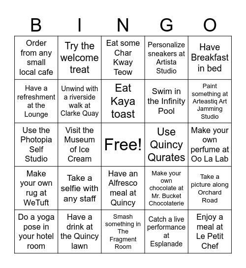 QUINCY QUEST Bingo Card