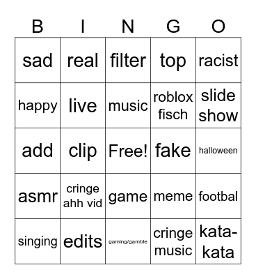 tiktok bingo Card
