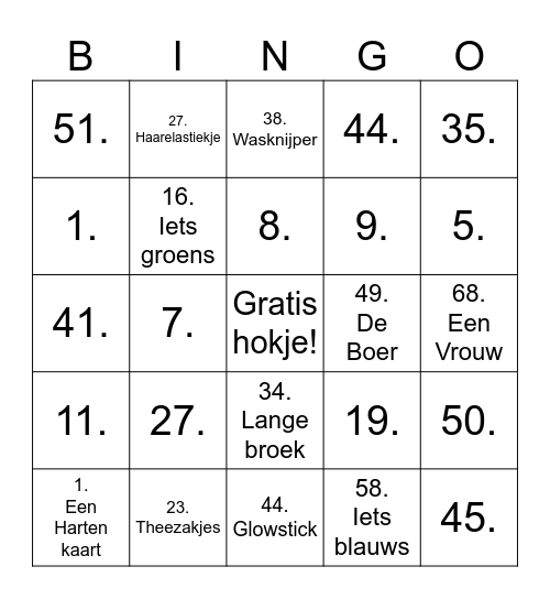 Levend Bingo DKV Bingo Card