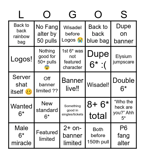 Walter and Logos banner bingo Card