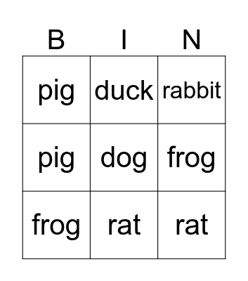 FARM Bingo Card