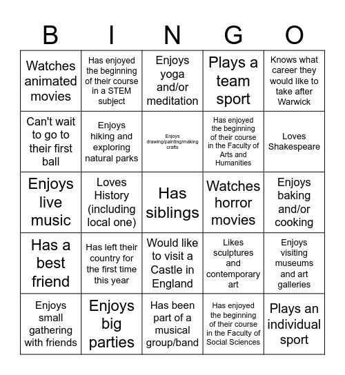 Find at least one person who.... Bingo Card