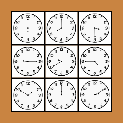 Telling time Bingo Card