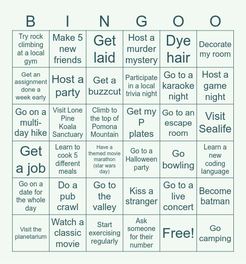 2025 Bingo Card