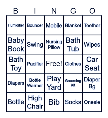 Baby Shower Bingo Card