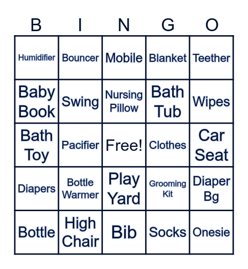 Baby Shower Bingo Card