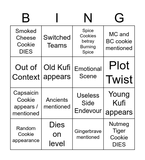 Beast Yeast Episode 6 Bingo Card