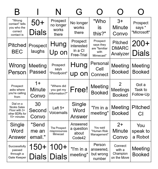 BDR Cold Call Halloween Bingo Card