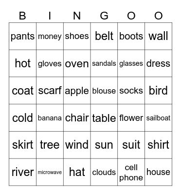 vocab so-far Bingo Card