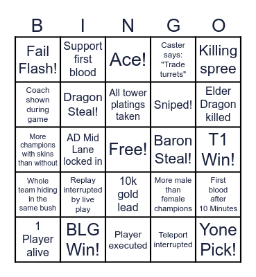 Worlds 2024 Bingo Card