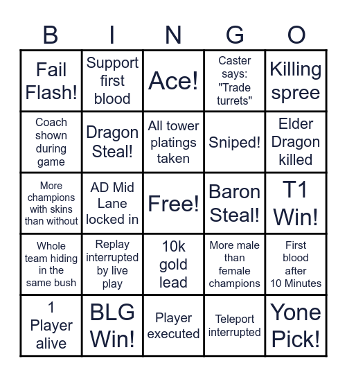 Worlds 2024 Bingo Card