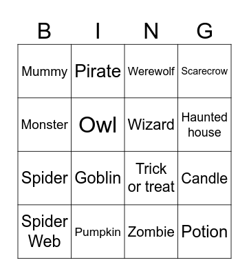 Halloween Bingo Card