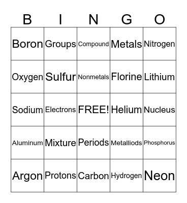 Emily's Science Bingo!!! Bingo Card